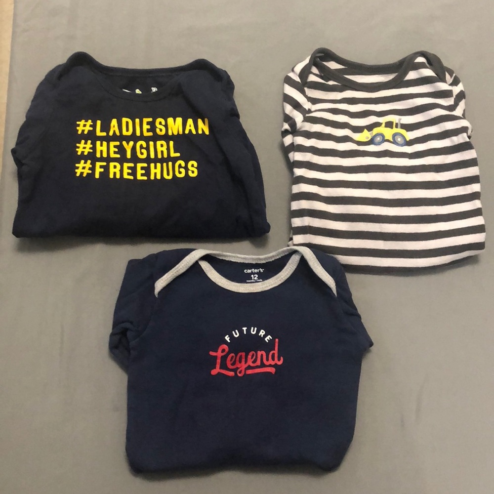 Boys 12mo Long Sleeve Onesie Lot(3)* Good/Great Condition*